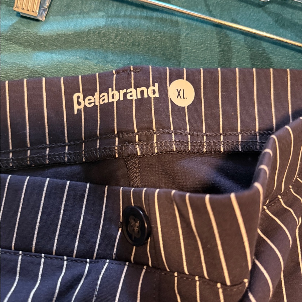 Betabrand Navy and White Striped Flare Pants - Picture 2 of 2